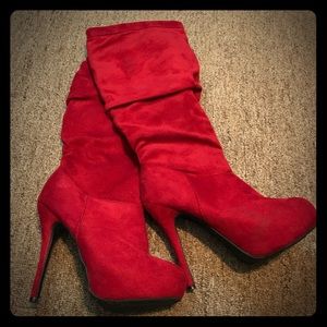 Knee high suede boots